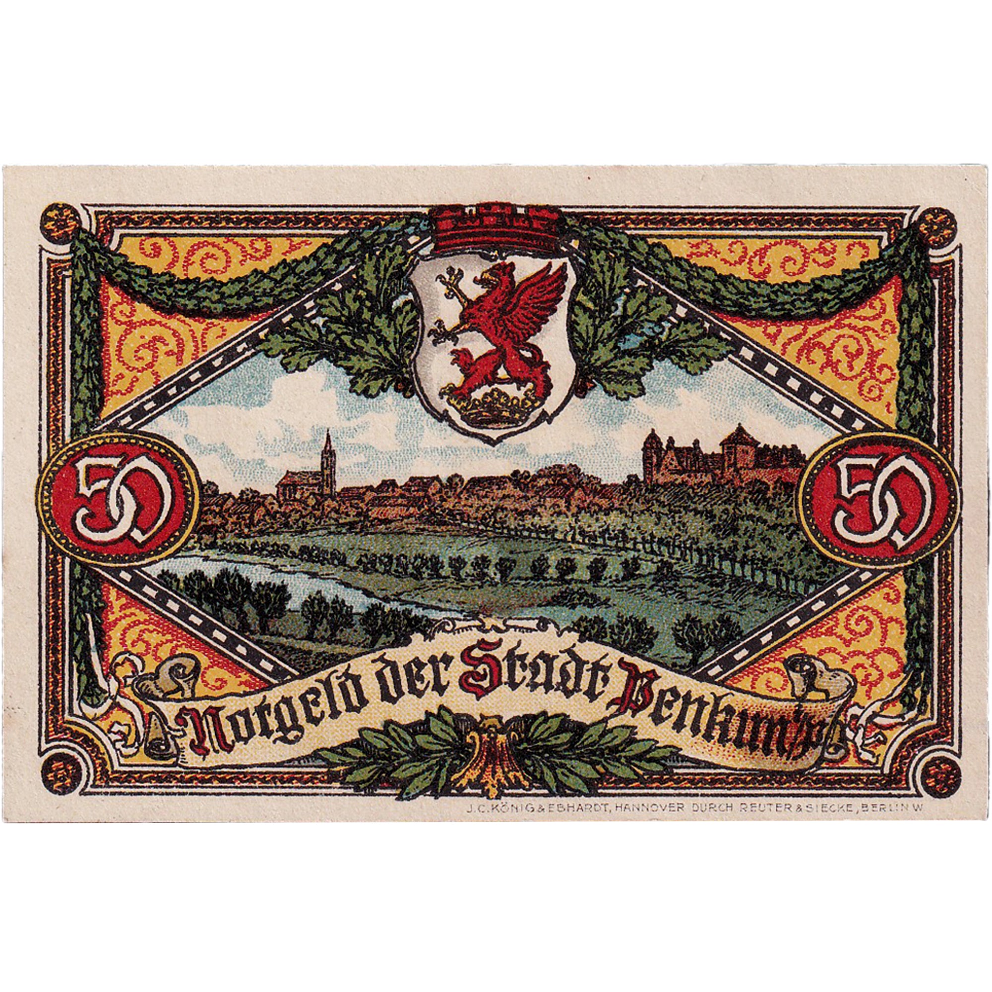 Banknote, Germany, Penkun, 50 Pfennig, château 1921-05-01, UNC(63) Mehl:1054.1