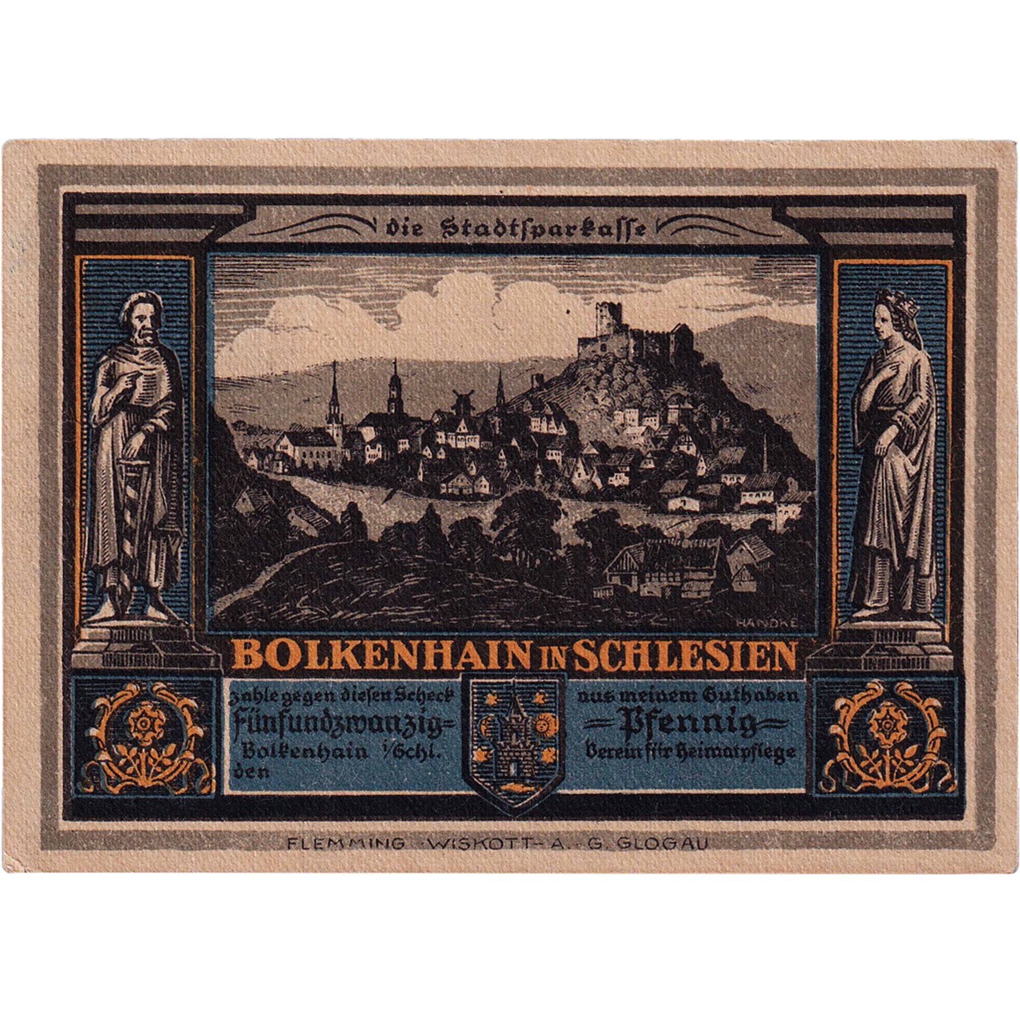 Banknote, Germany, Bolkenhain, 25 Pfennig, ruine, 1922, UNC(63), Mehl:137.2