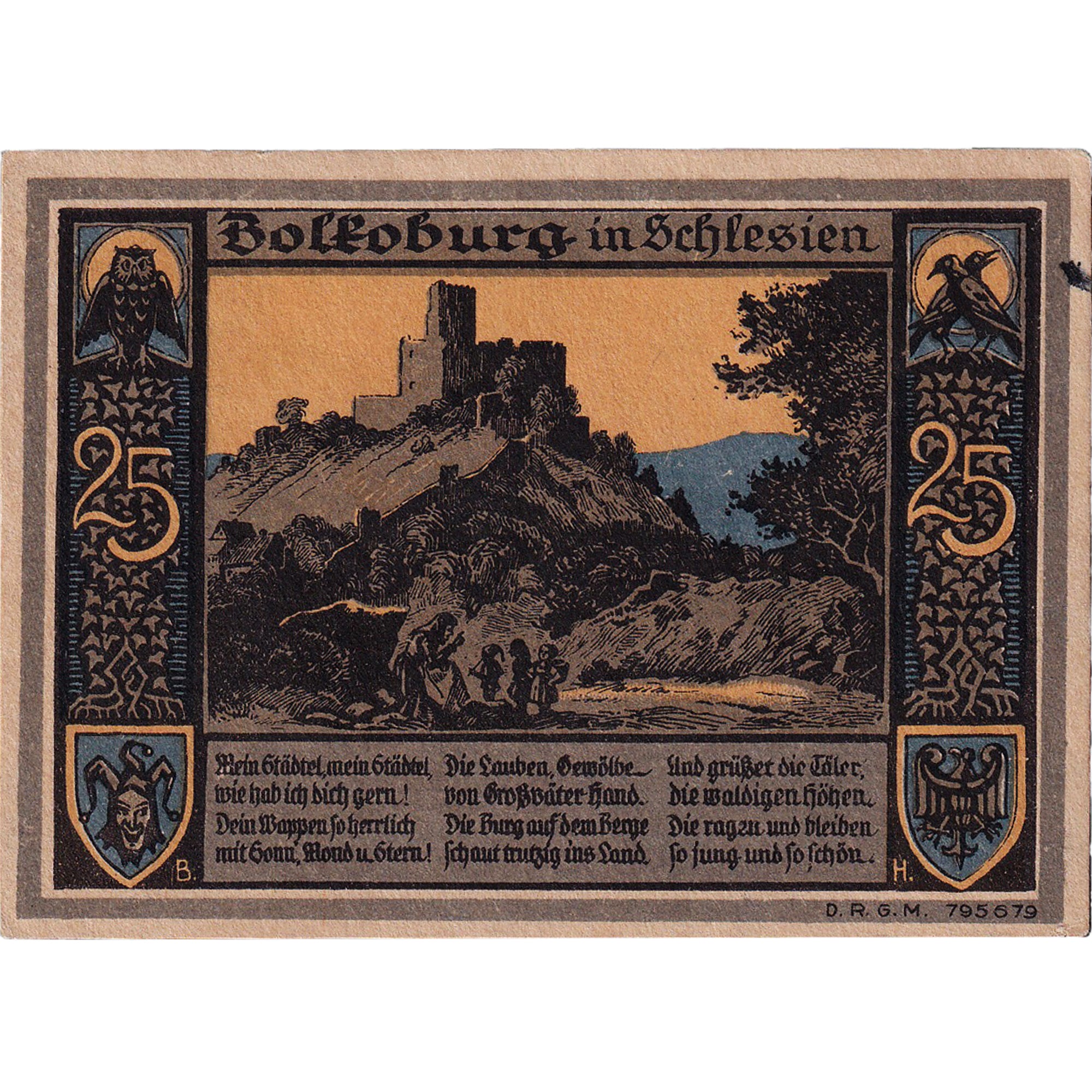 Banknote, Germany, Bolkenhain, 25 Pfennig, ruine, 1922, UNC(63), Mehl:137.2