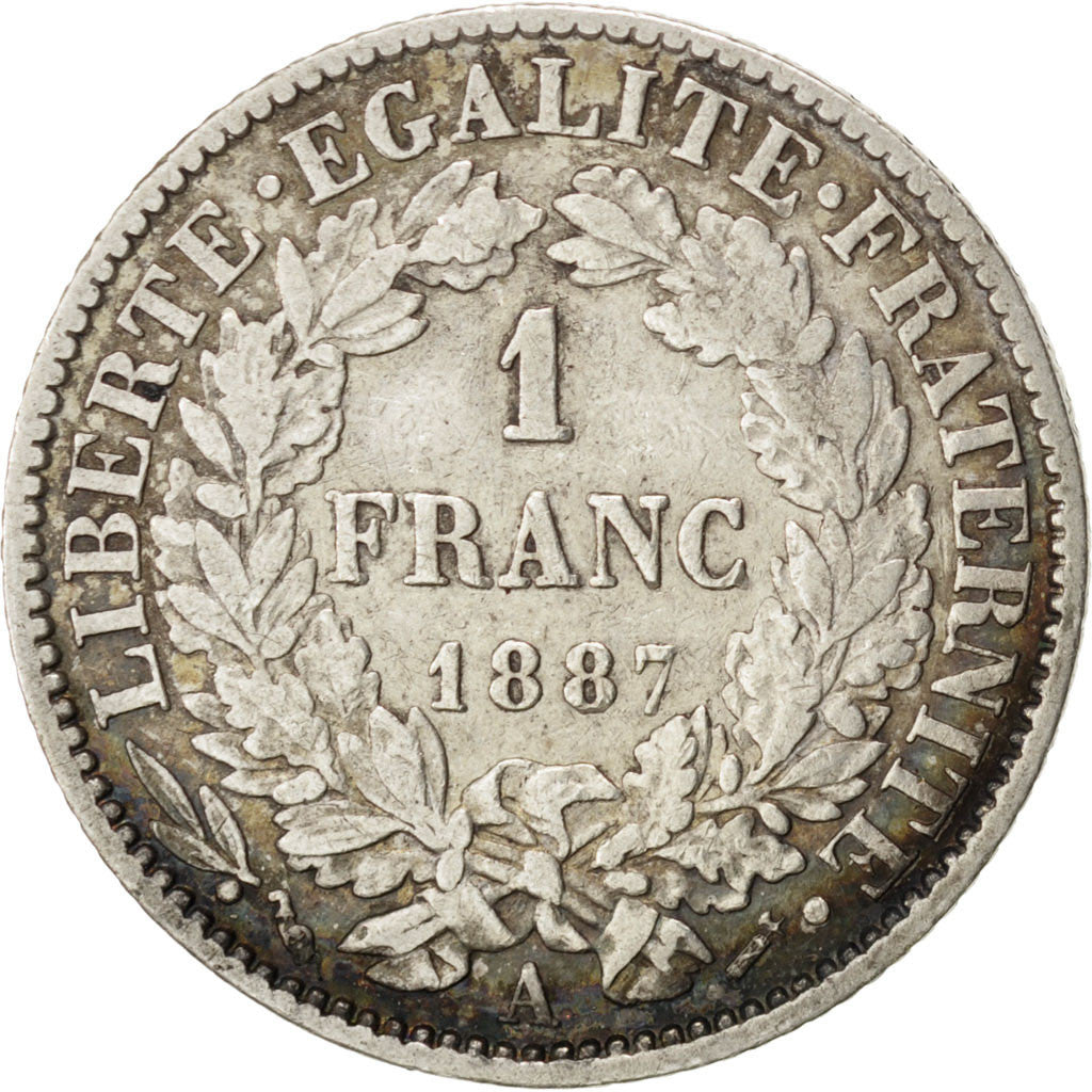 Münze, Frankreich, Cérès, Franc, 1887, Paris, S+, Silber, KM:822.1