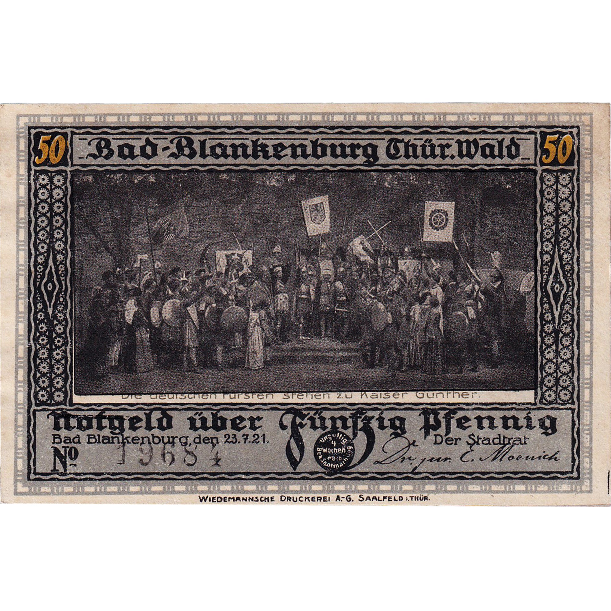 Banknote, Germany, Blankenburg, 50 Pfennig, château, 1921 UNC(63) Mehl:113.1