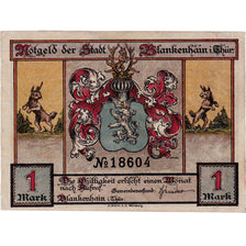 Banknote, Germany, Blankenhain, 1 Mark, Blason, 1921, UNC(63), Mehl:117.1