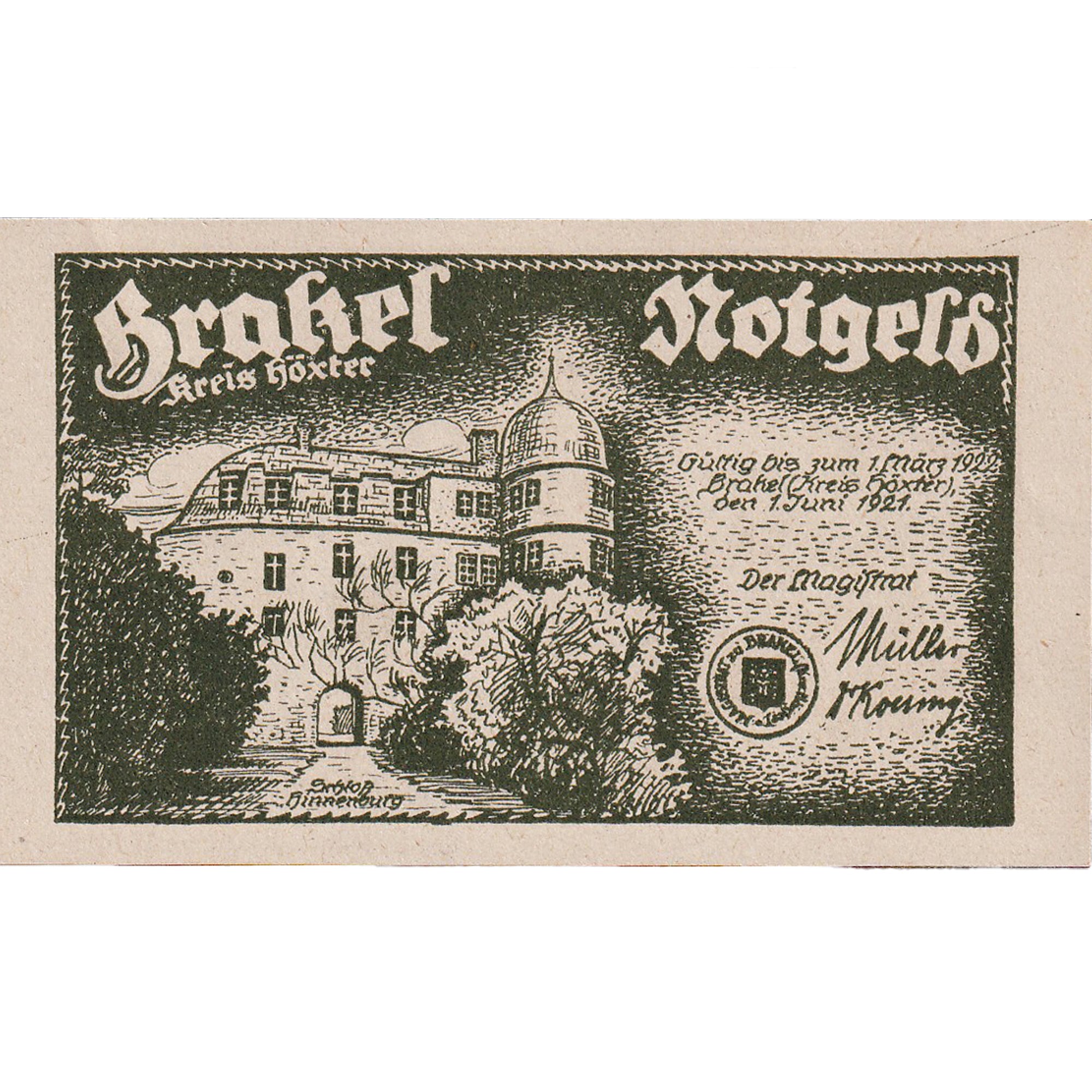 Banknote, Germany, Brakel, 50 Pfennig, prisonnier, 1922 UNC(63) Mehl:150.1