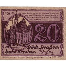 Banknote, Germany, Breslau, 20 Pfennig, Texte, 1922, UNC(63), Mehl:187.1