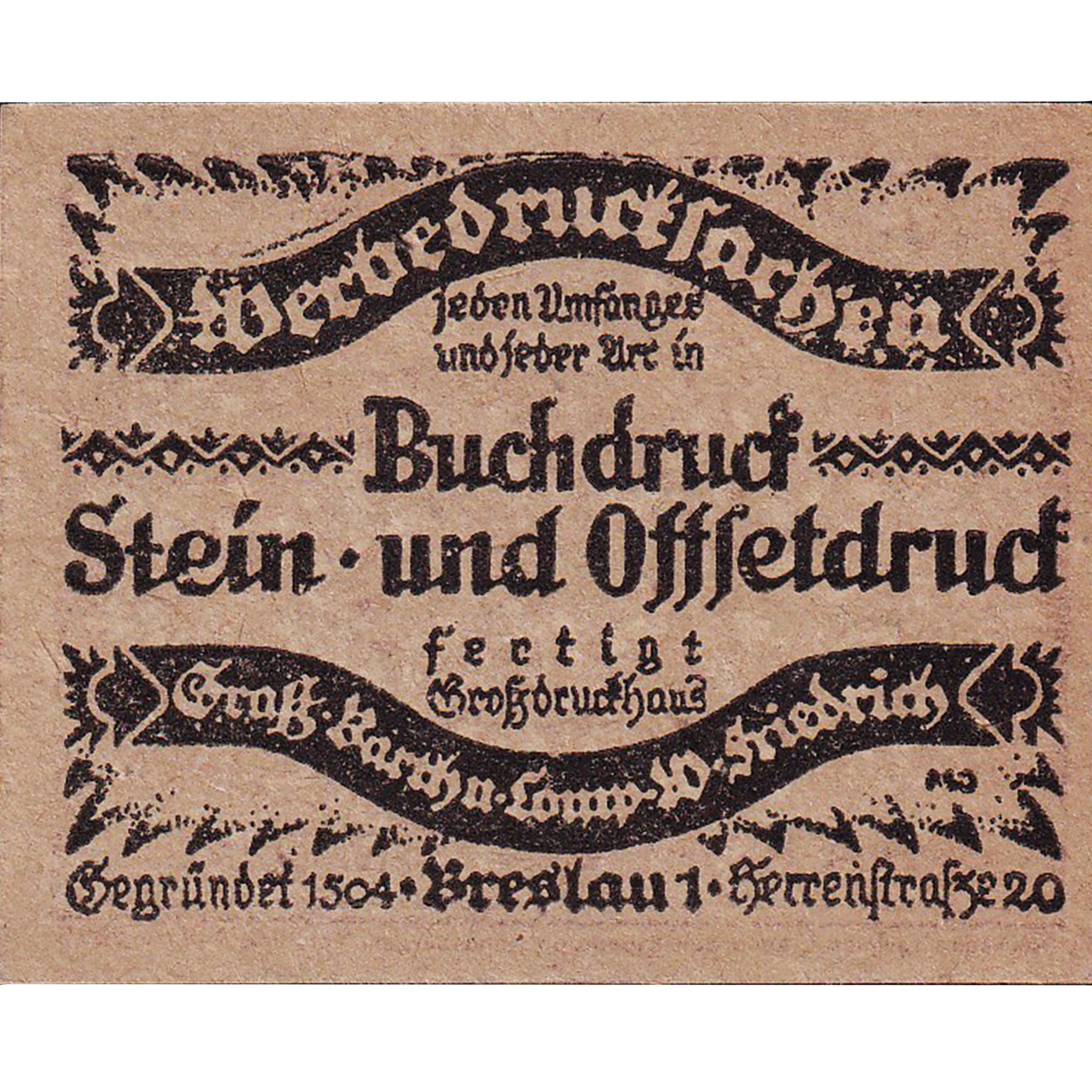 Banknote, Germany, Breslau, 20 Pfennig, Texte, 1922, UNC(63), Mehl:187.1
