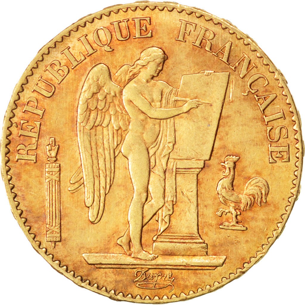 FRANCE, Génie, 20 Francs, 1876, Paris, KM #825, AU(55-58), Gold, Gadoury #1063, 