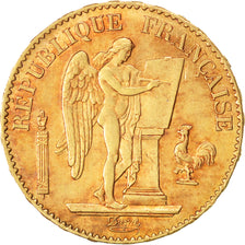 FRANCE, Génie, 20 Francs, 1876, Paris, KM #825, AU(55-58), Gold, Gadoury #1063, 