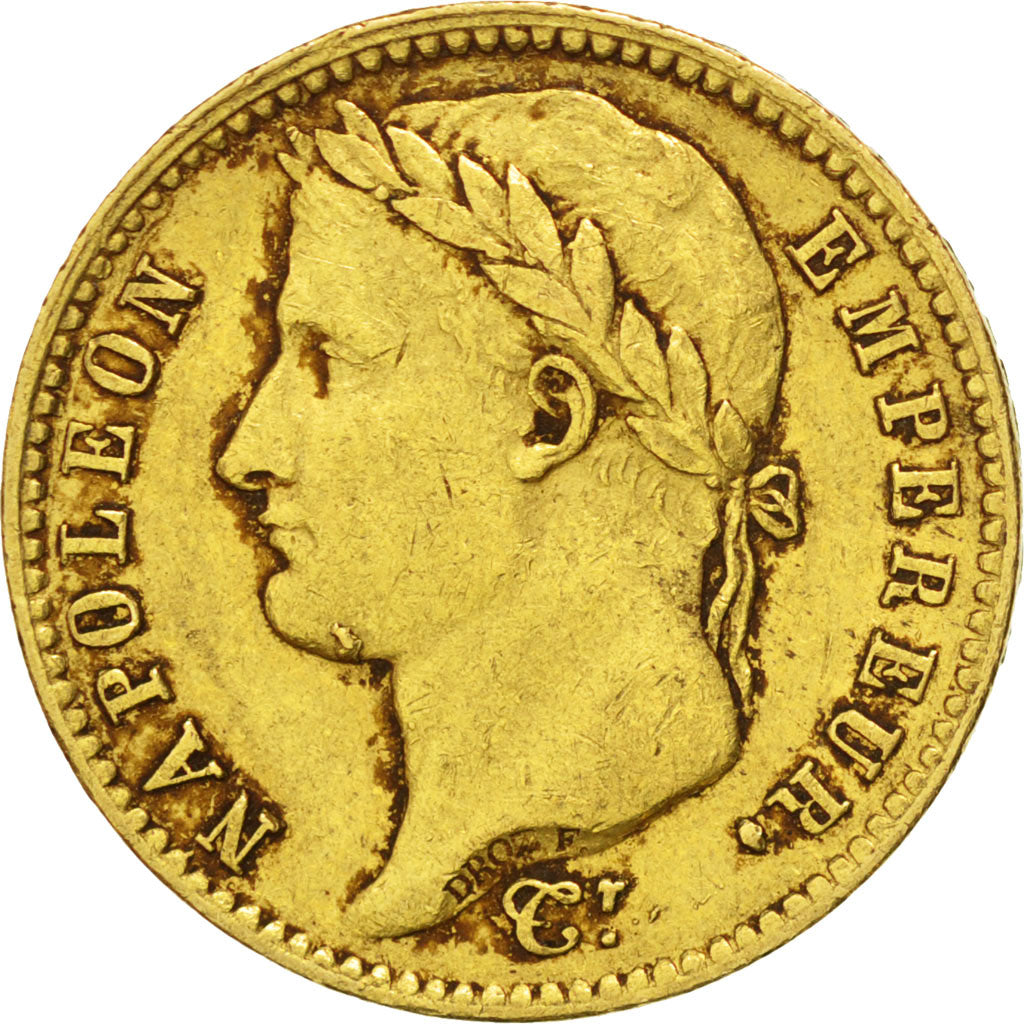FRANCE, Napoléon I, 20 Francs, 1814, Paris, KM #695.1, EF(40-45), Gold, Gadoury 