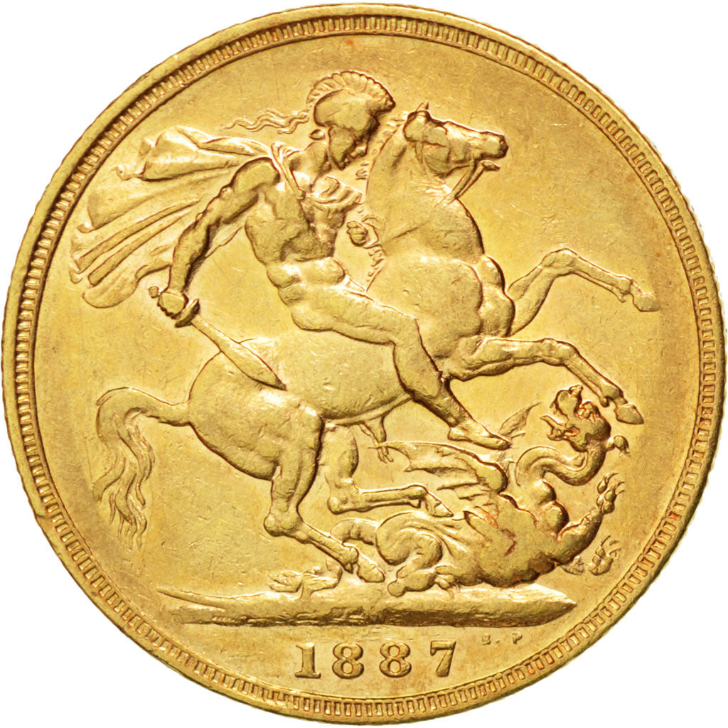 AUSTRALIA, Sovereign, 1887, Melbourne, KM #10, EF(40-45), Gold, 7.95
