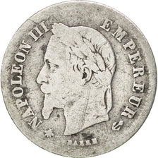 FRANCE, Napoléon III, 20 Centimes, 1866, Paris, KM #805.1, VF(20-25), Silver, G.