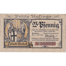 Banknote, Germany, Vreden, 25 Pfennig, Blason, 1917, UNC(63), Mehl:V8.2
