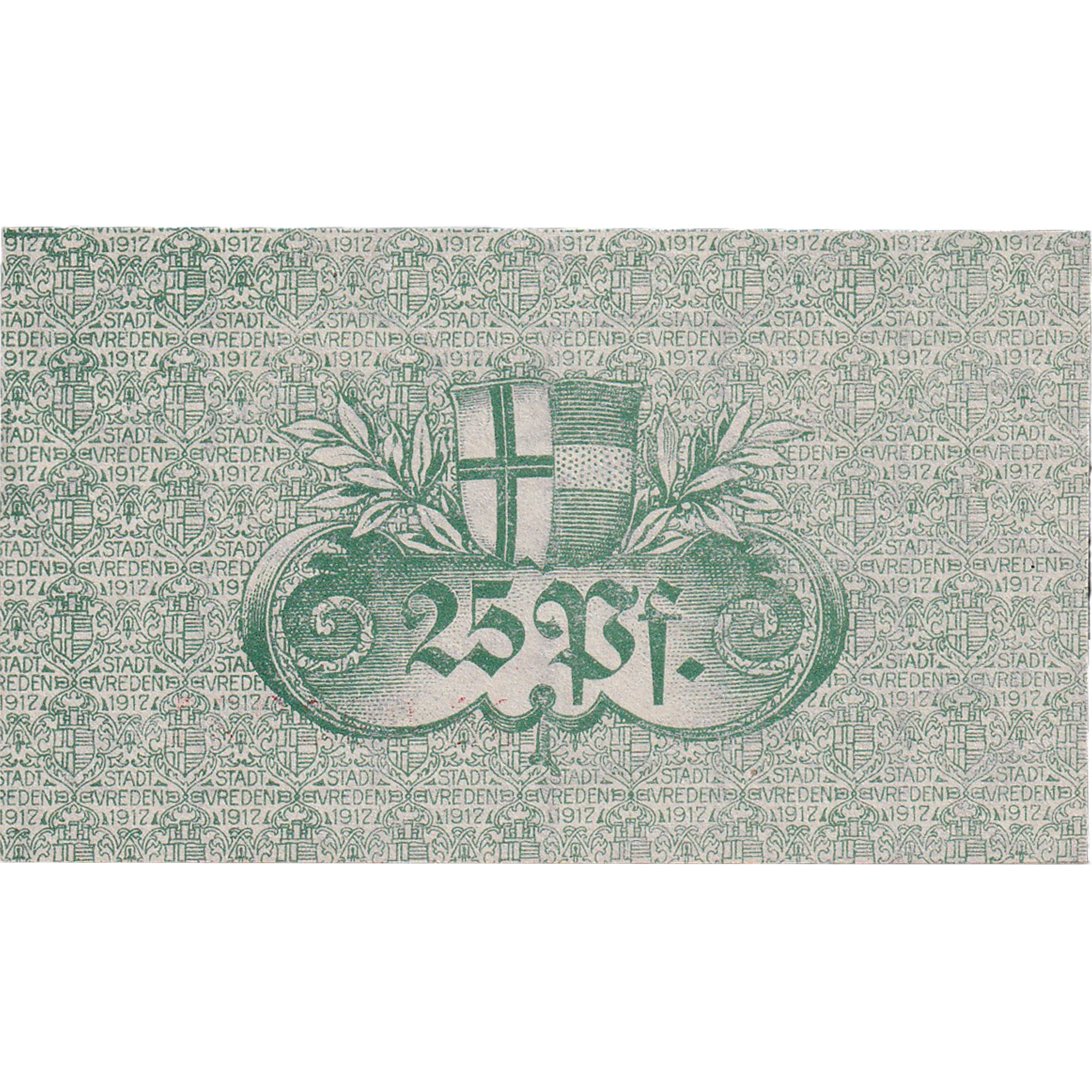 Banknote, Germany, Vreden, 25 Pfennig, Blason, 1917, UNC(63), Mehl:V8.2