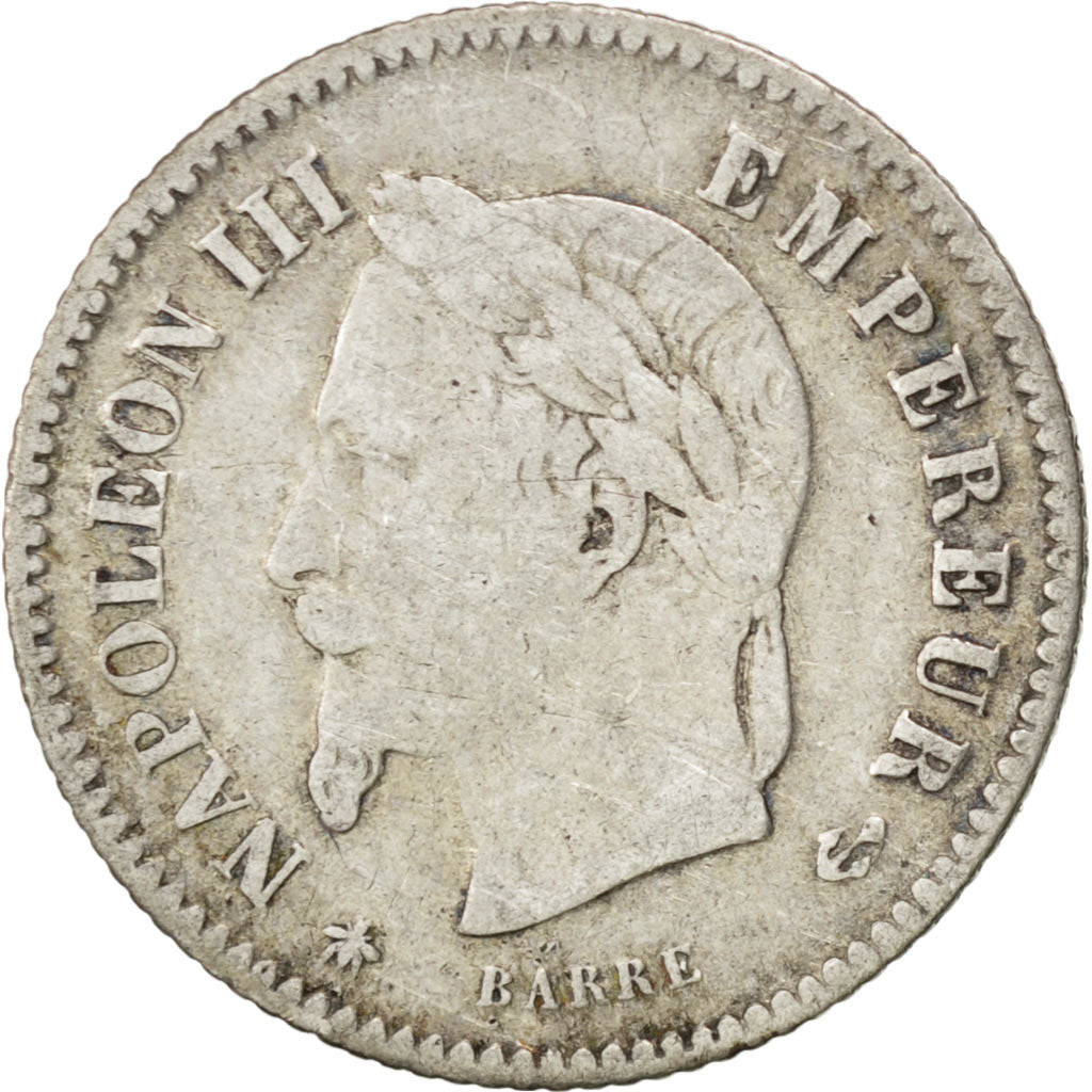 Second Empire, 20 Centimes tête laurée grand module 1867 Paris, KM 808.1
