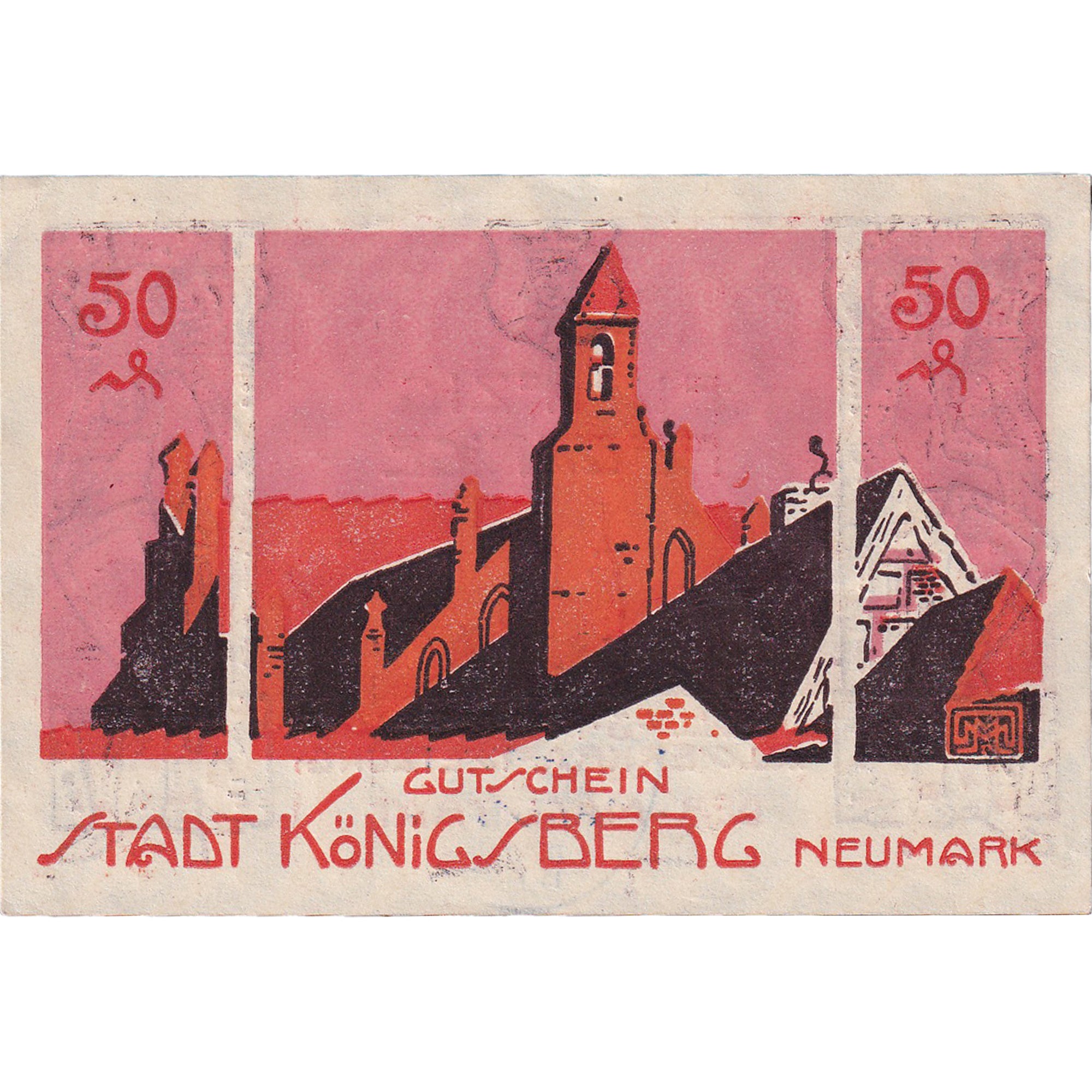 Banknote, Germany, Konigsberg, 50 Pfennig, chevalier, 1922, UNC(63), Mehl:722.1a