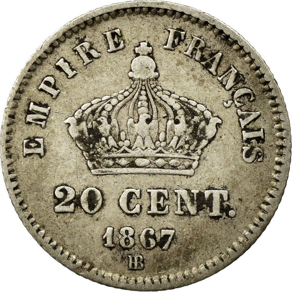 Monnaie, France, Napoleon III, Napoléon III, 20 Centimes, 1867, Strasbourg