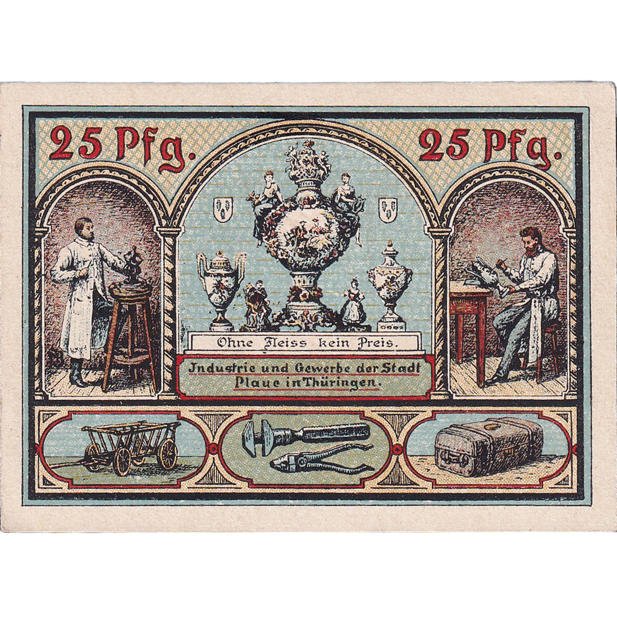 Billet, Allemagne, Plaue Thür., 25 Pfennig, Blason, 1921 SPL Mehl:1062.1