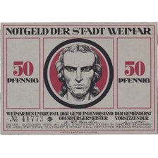 Billet, Allemagne, Weimar, 50 Pfennig, portrait, 1921 SPL Mehl:1398.4a