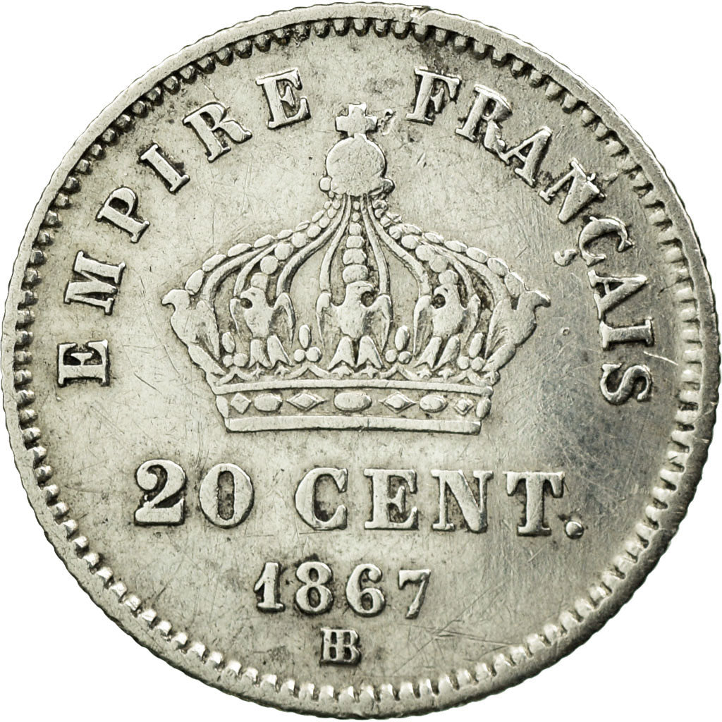 Coin, France, Napoleon III, Napoléon III, 20 Centimes, 1867, Strasbourg