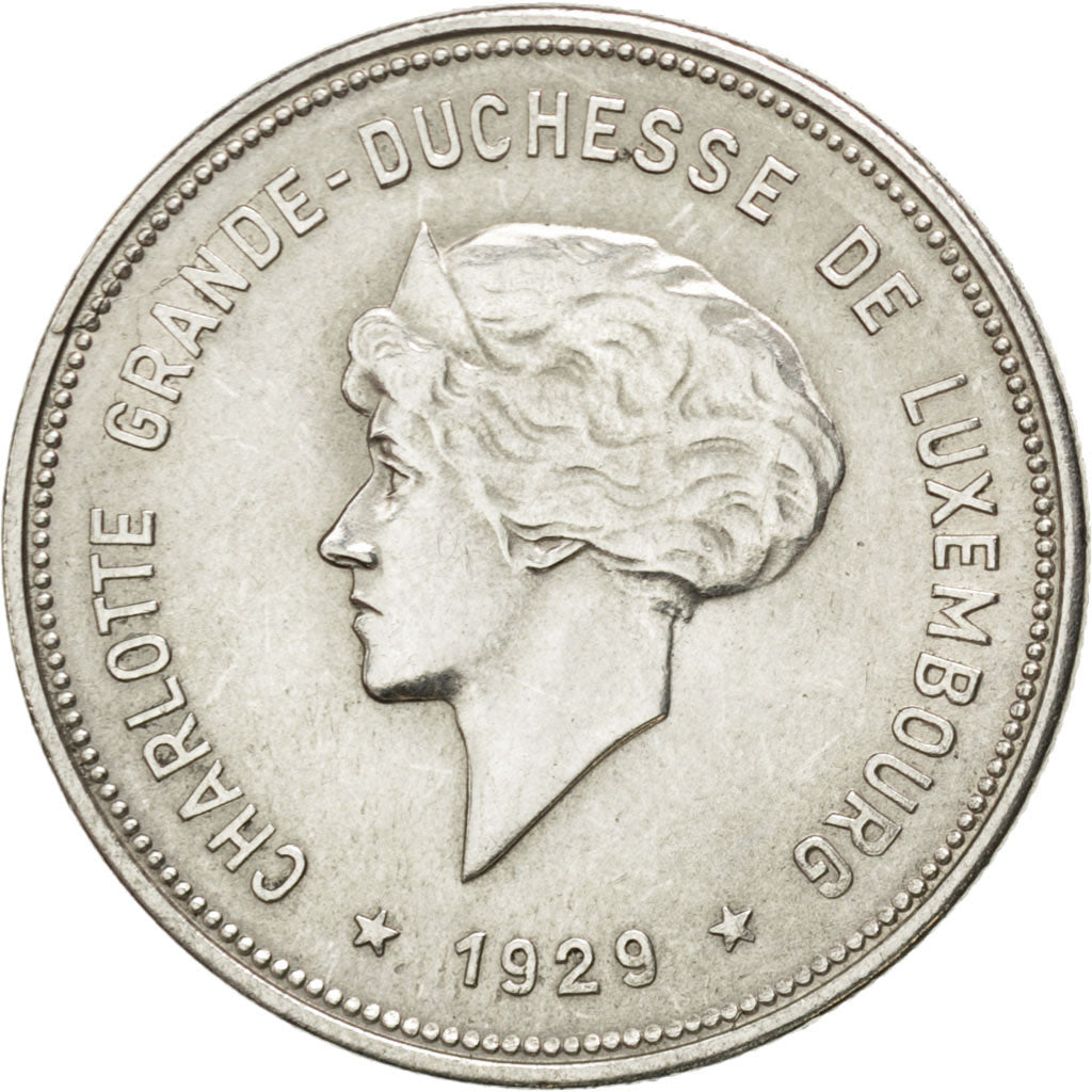LUXEMBOURG, 5 Francs, 1929, KM #38, EF(40-45), Silver, 27.8, 7.98