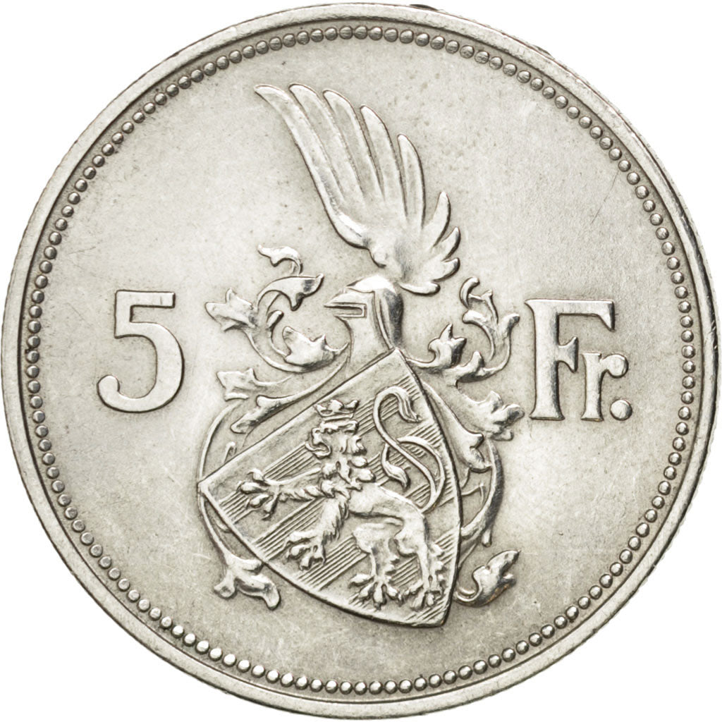 LUXEMBOURG, 5 Francs, 1929, KM #38, EF(40-45), Silver, 27.8, 7.98