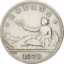 Espagne, Gouvernement Provisoire, 2 Pesetas 1870 (73) Madrid, KM 654