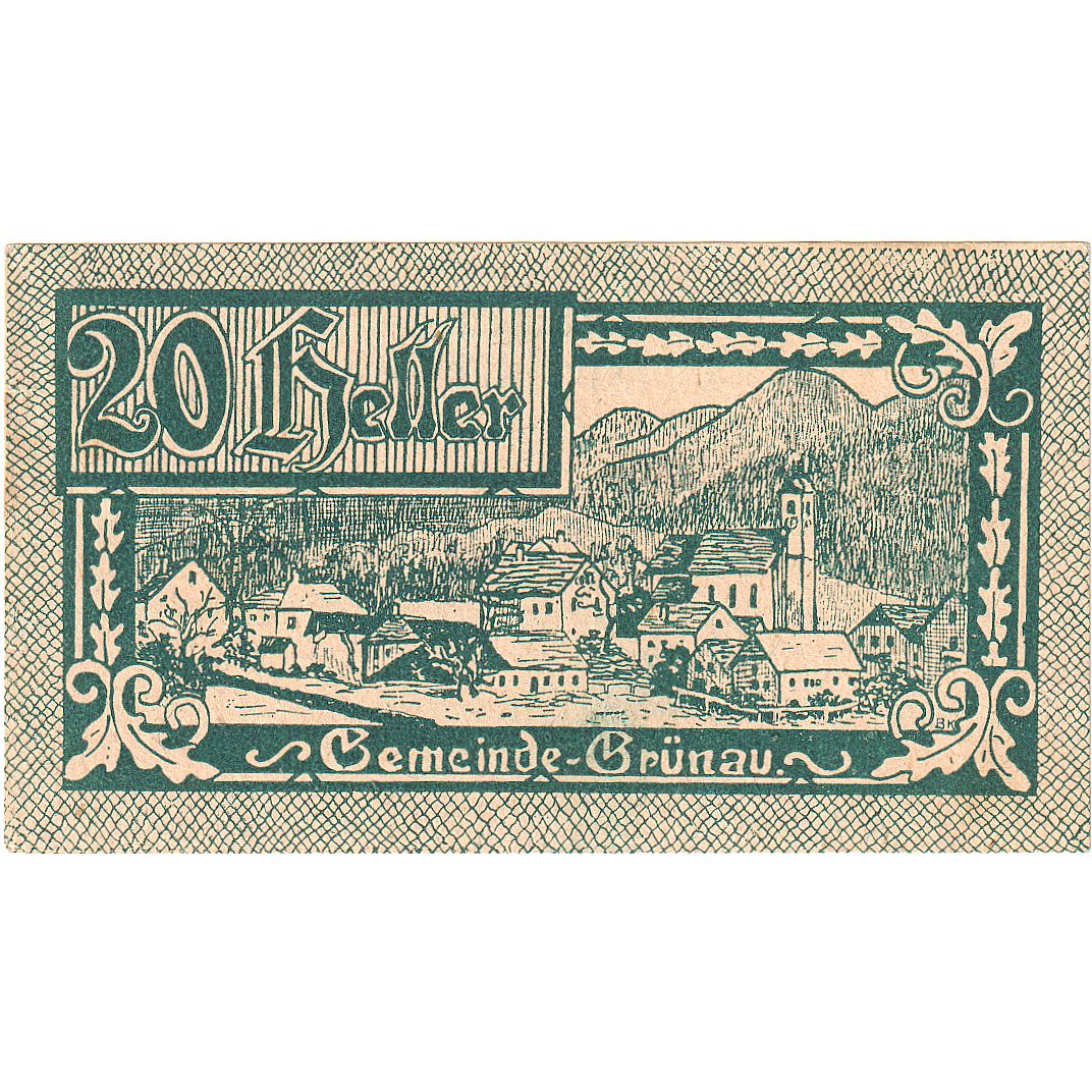 Billete, Austria, Grünau, 20 Heller, village 1920-11-30, SC, Mehl:FS 300b