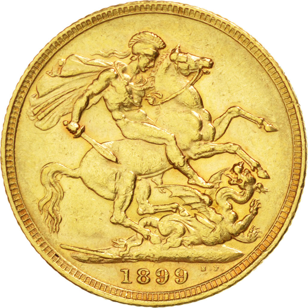 GREAT BRITAIN, Sovereign, 1899, KM #785, AU(50-53), Gold, 7.96