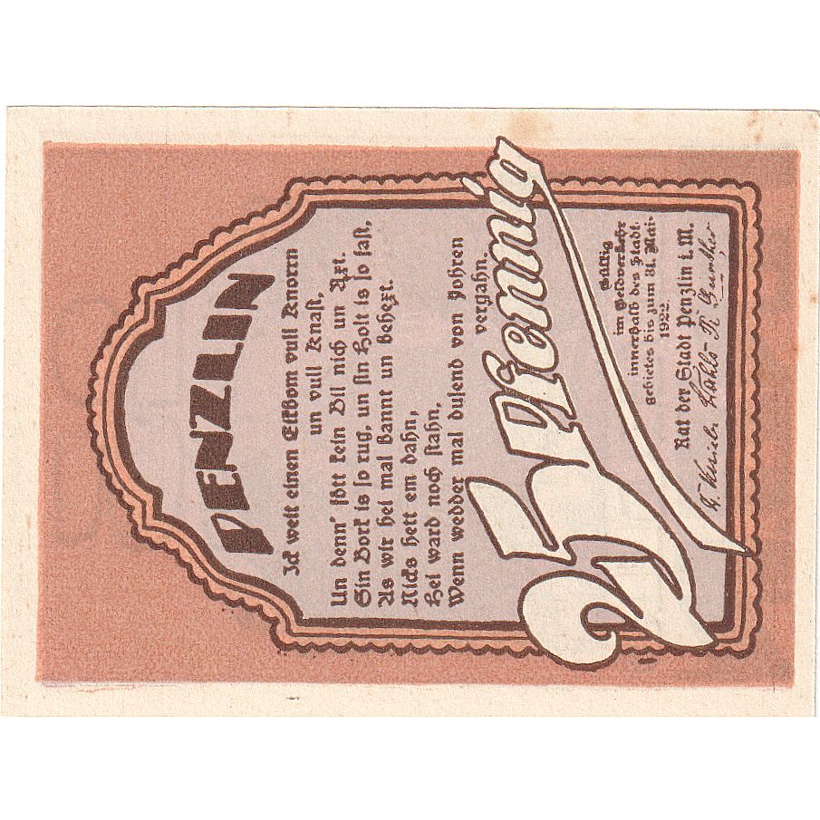 Austria, Penzlin, 25 Pfennig, 1922-05-31, SC Mehl:FS 1055.1