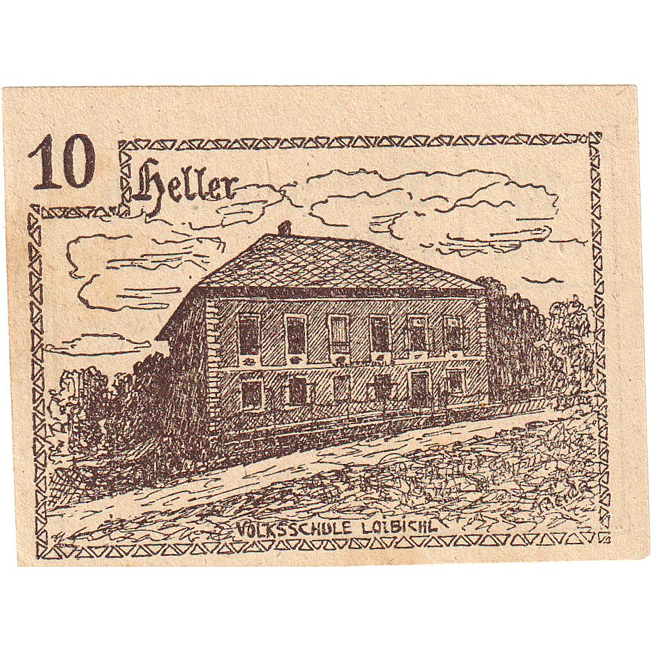 Billet, Autriche, Innerschwandt, 10 Heller, école, 1920, SPL, Mehl:FS 408