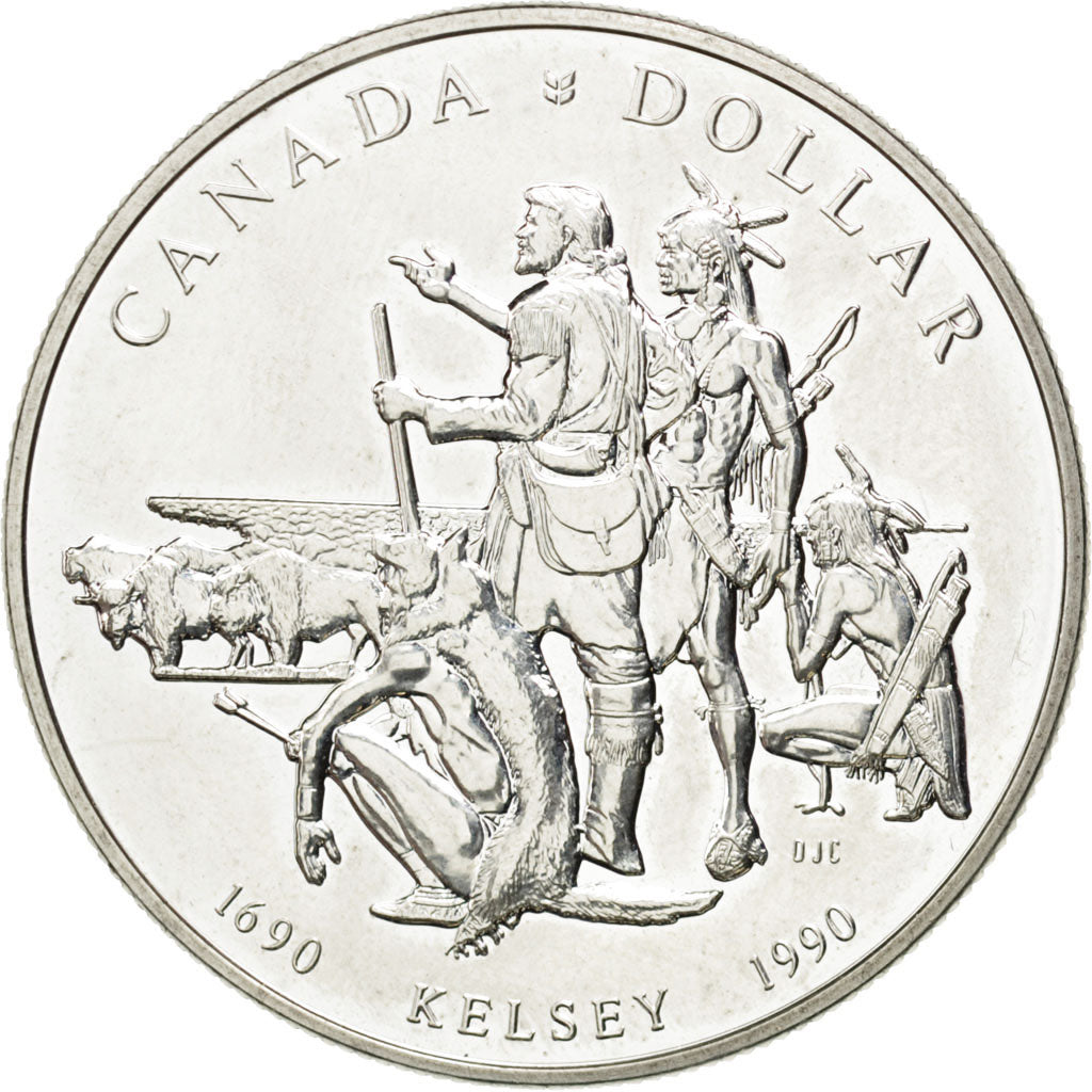 CANADA, Dollar, 1990, Royal Canadian Mint, KM #170, MS(60-62), Silver, 36, 23.27