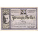 Billet, Autriche, Aurolzmunster, 20 Heller, Monument, 1920 SPL Mehl:FS 69a