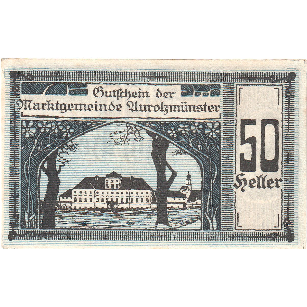 Banconote, Austria, Aurolzmunster, 50 Heller, château 1920-04-09 SPL Mehl:FS 69a