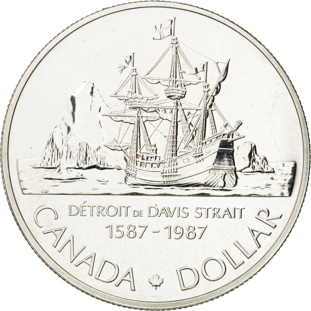 CANADA, Dollar, 1987, Royal Canadian Mint, KM #154, MS(60-62), Silver, 36, 23.44