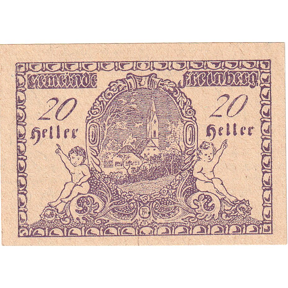 Banconote, Austria, Freinberg, 20 Heller, village, 1920 SPL Mehl:FS 211Ic