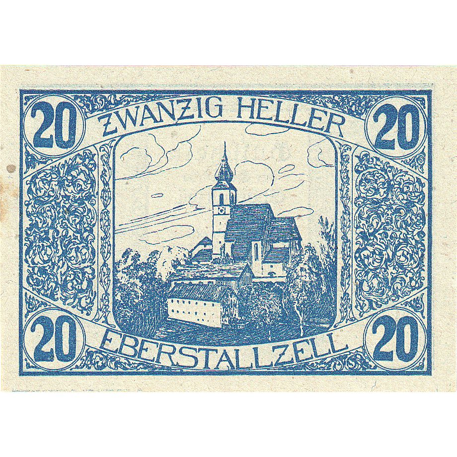 Billet, Autriche, Eberstallzell, 20 Heller, Eglise 1920-10-30, SPL Mehl:FS 146