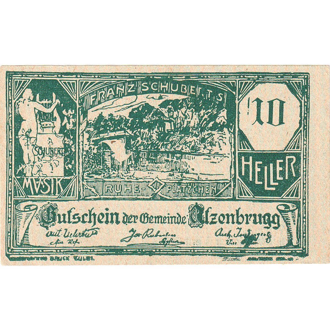 Biljet, Oostenrijk, Atzenbrugg, 10 Heller, Texte 1920-12-31, SPL Mehl:FS 63Ia
