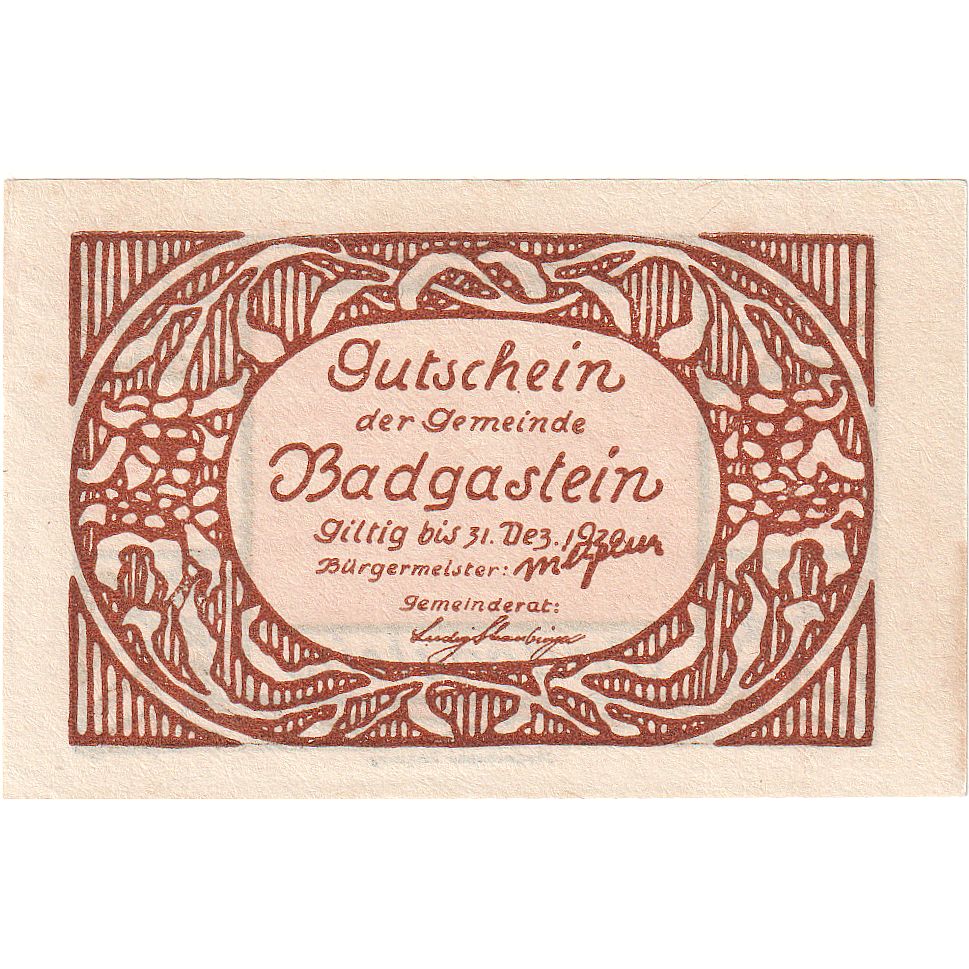 Billet, Autriche, Bad Gastein, 30 Heller, montagne, 1920, SPL Mehl:FS 75Ia