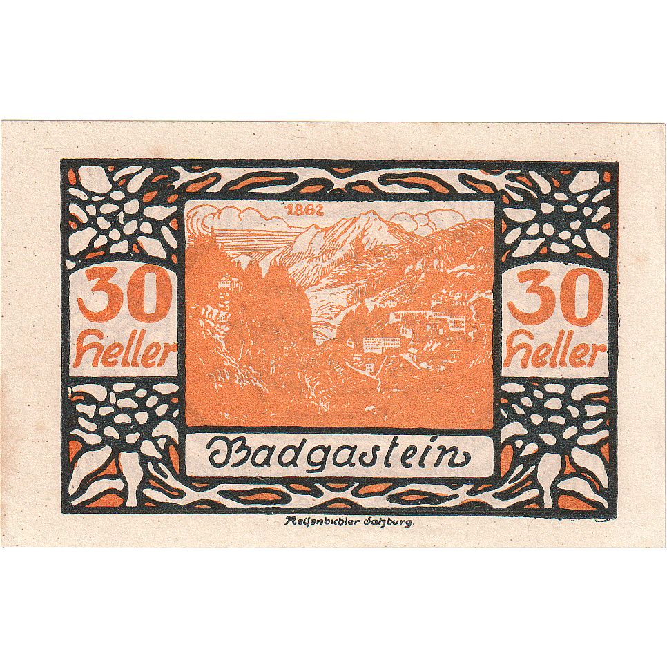 Billet, Autriche, Bad Gastein, 30 Heller, montagne, 1920, SPL Mehl:FS 75Ia