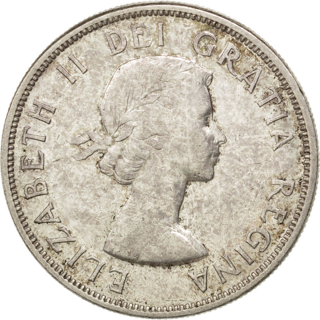 CANADA, Dollar, 1957, Royal Canadian Mint, KM #54, AU(55-58), Silver, 36, 23.57