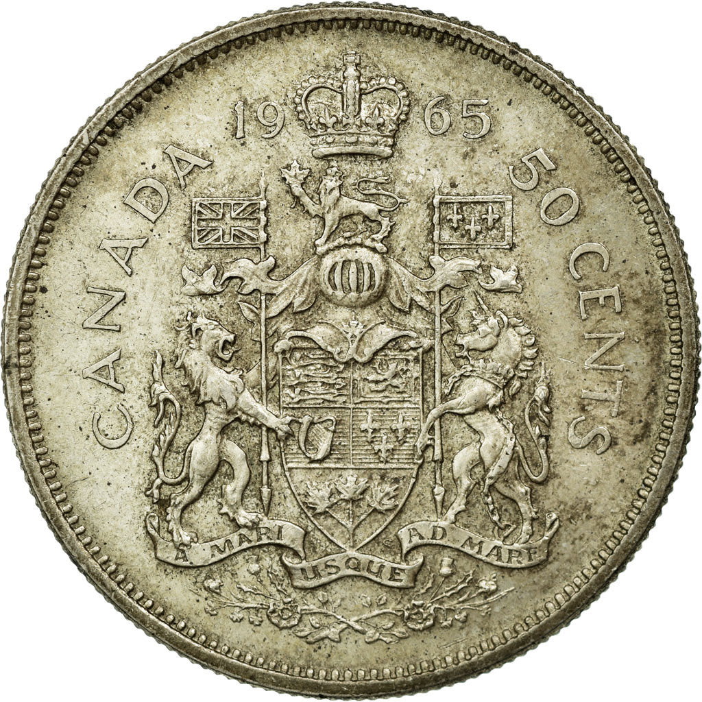 Coin, Canada, Elizabeth II, 50 Cents, 1965, Ottawa, AU(55-58), Silver, KM:63