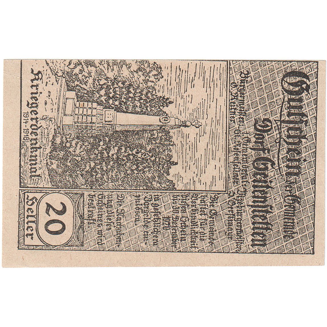 Autriche, Seitenstetten, 20 Heller, paysage, 1920, 1920-12-31, SPL, Mehl:FS 989b