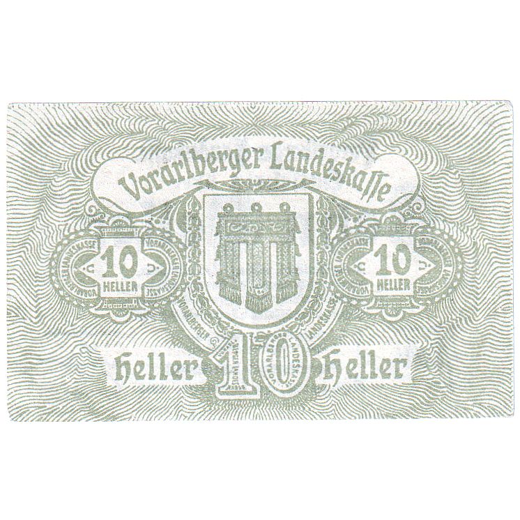 Autriche, Bregenz, 10 Heller, Blason, 1919, 1919-10-01, SPL, Mehl:FS 1118I