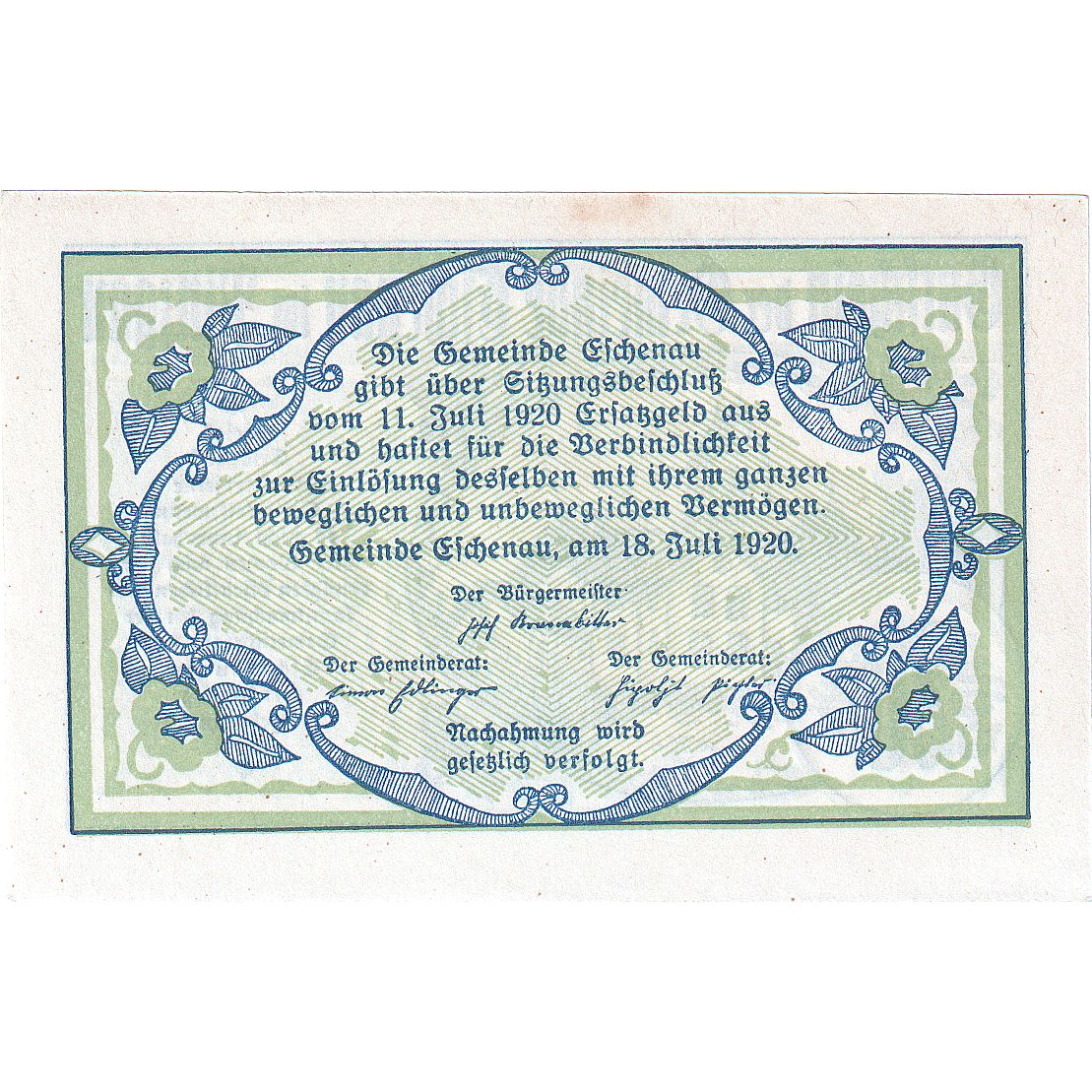 Oostenrijk, Eschenau, 20 Heller, Maison, 1920, SPL, Mehl:FS 188a