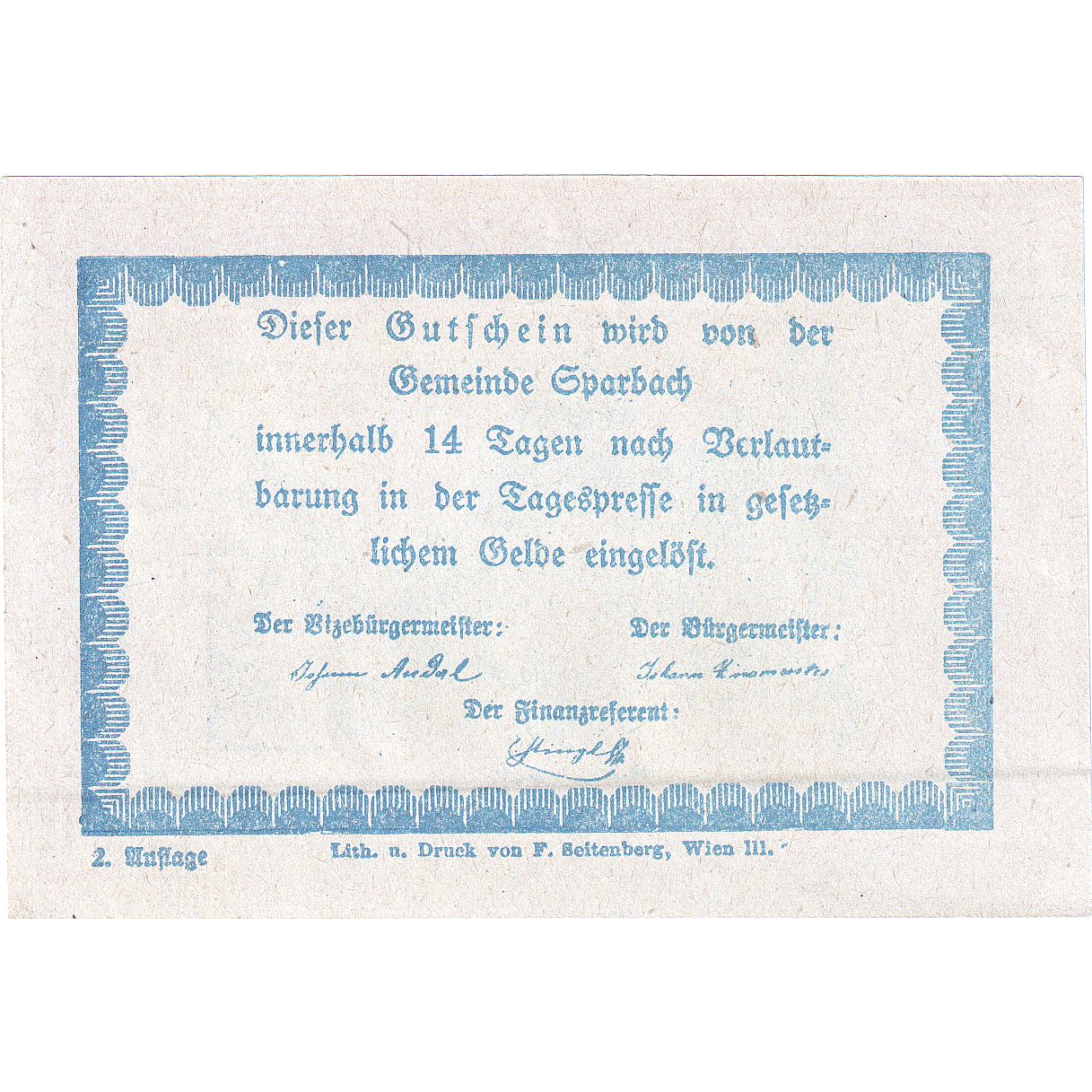 Austria, Sparbach, 80 Heller, village, 1920, AU(55-58), Mehl:FS 1006a