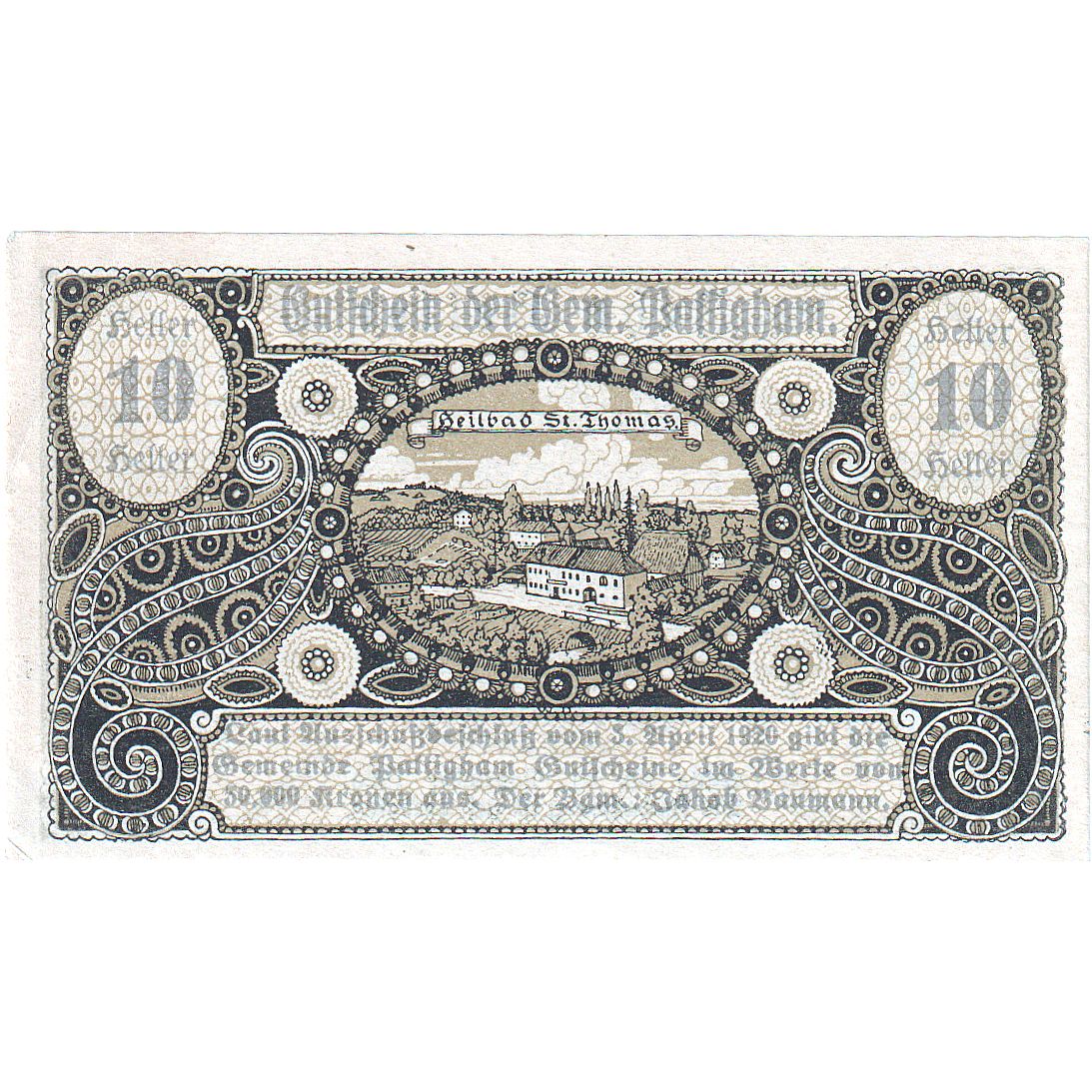 Austria, Pattingham, 10 Heller, château, 1920, 1920-12-31, UNC(63), Mehl:FS 723a