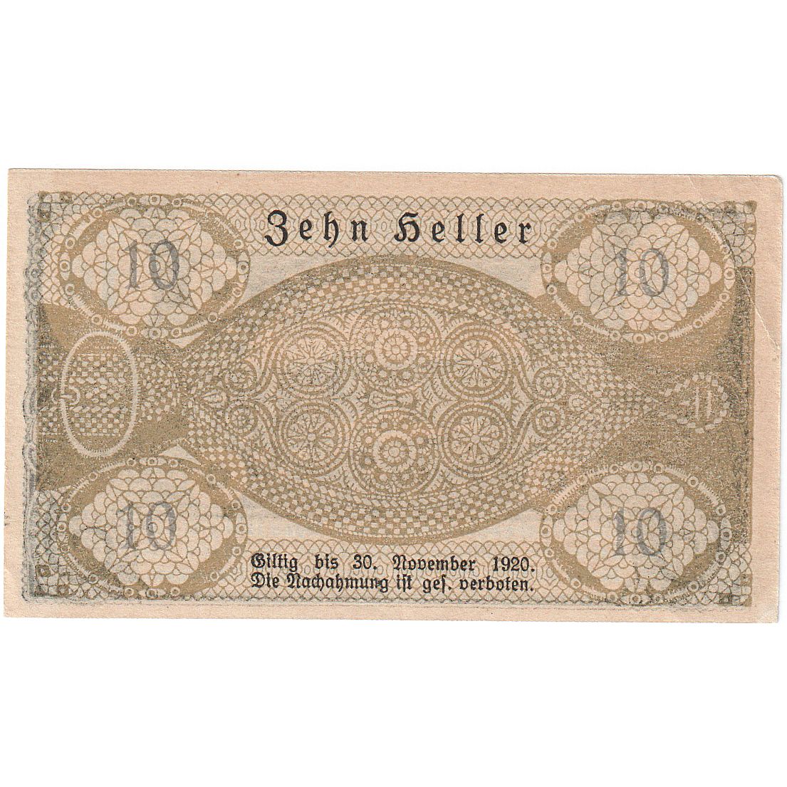 Austria, Pattingham, 10 Heller, château, 1920, 1920-12-31, UNC(63), Mehl:FS 723a