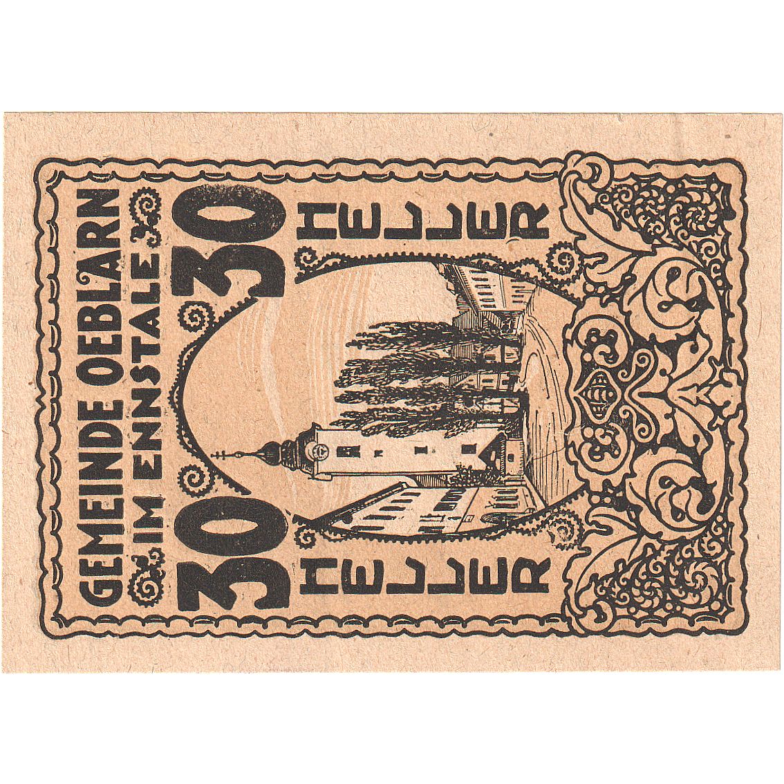 Autriche, Oeblarn, 30 Heller, rue, 1920, 1920-10-31, SPL, Mehl:FS 700IIa