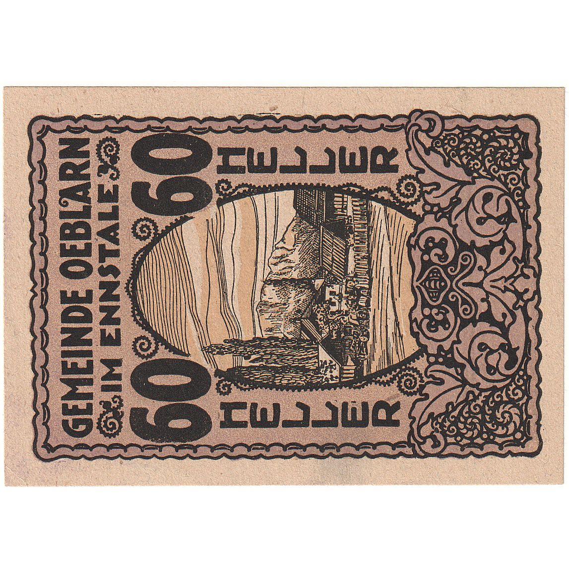 Austria, Oeblarn, 60 Heller, village, 1920, 1920-10-31, UNC(63), Mehl:FS 700IIa