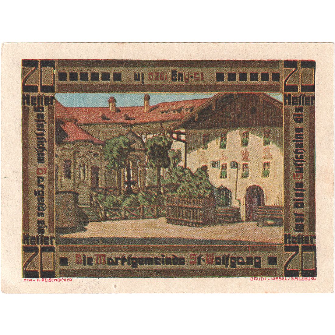 Autriche, St Wolfgang, 20 Heller, village, 1920, 1920-08-15, SPL, Mehl:FS 947a