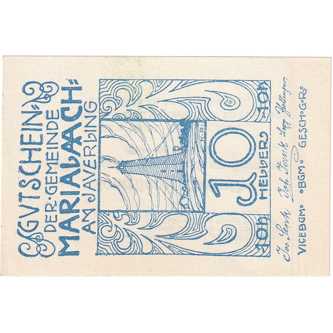 Autriche, Maria-Laach, 10 Heller, tour, 1920, 1920-12-31, SPL